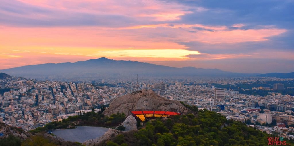 Lycabettus Hill at Sunset with Orizontes Restaurant