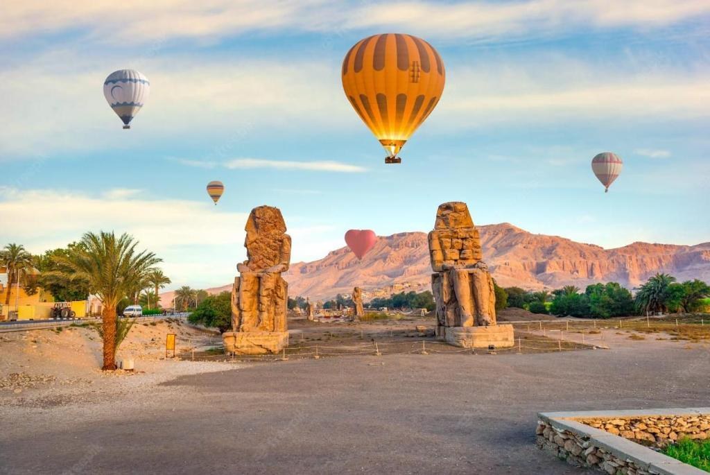 West Bank Hot Air Balloon Over Archaeological Landscape