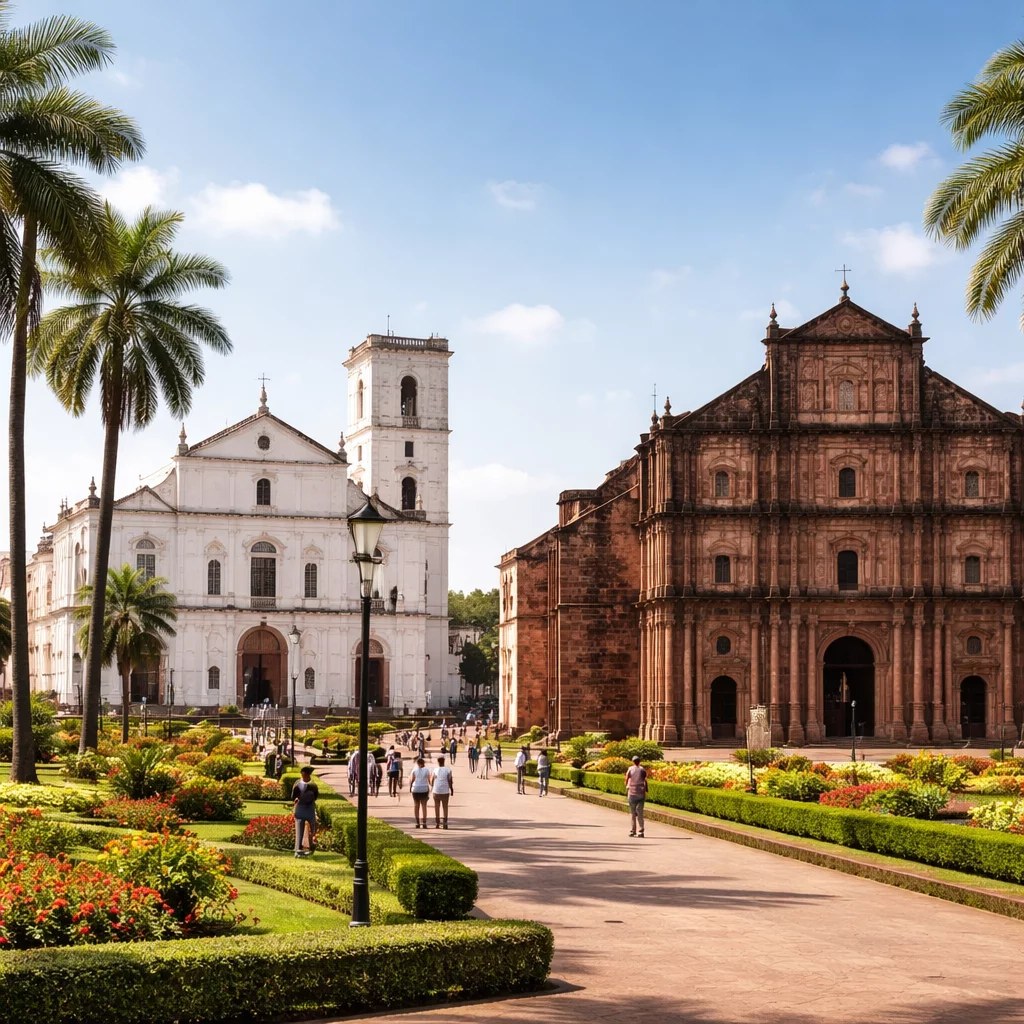 Old Goa's Basilicas at Dawn with an Art Historian