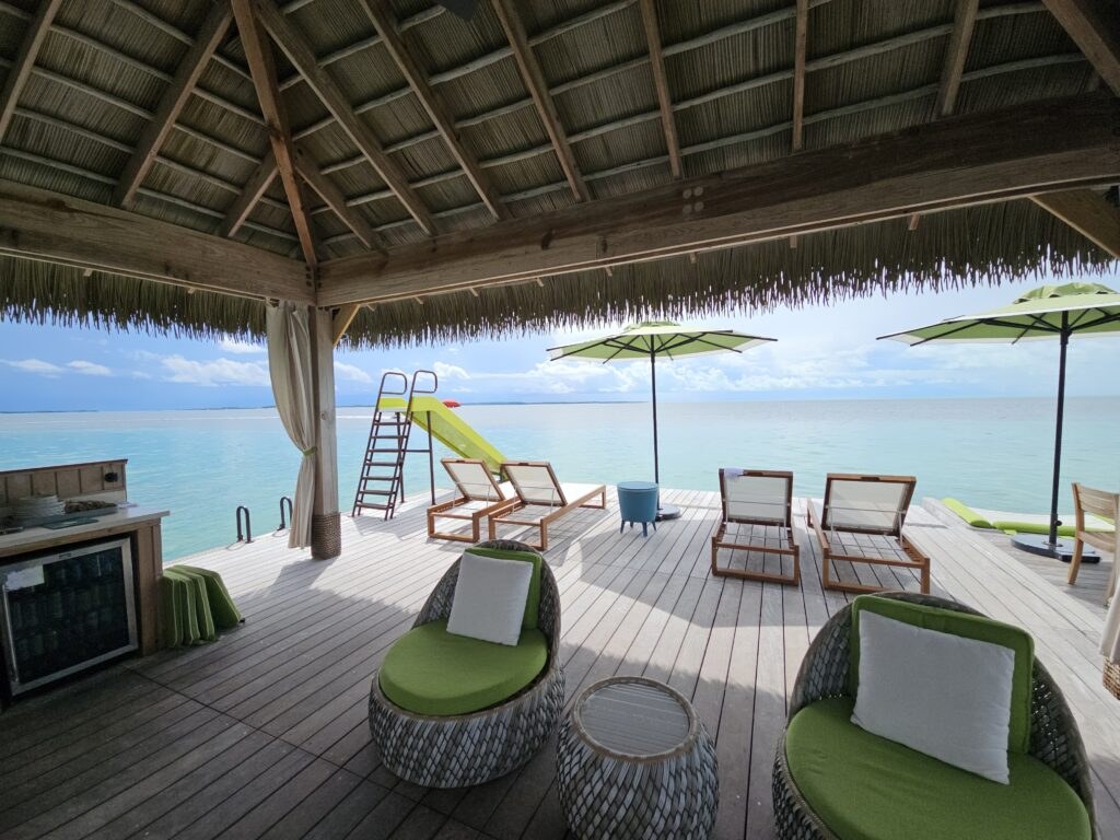 Coco Beach Club Overwater Cabana — a private bungalow over the sea