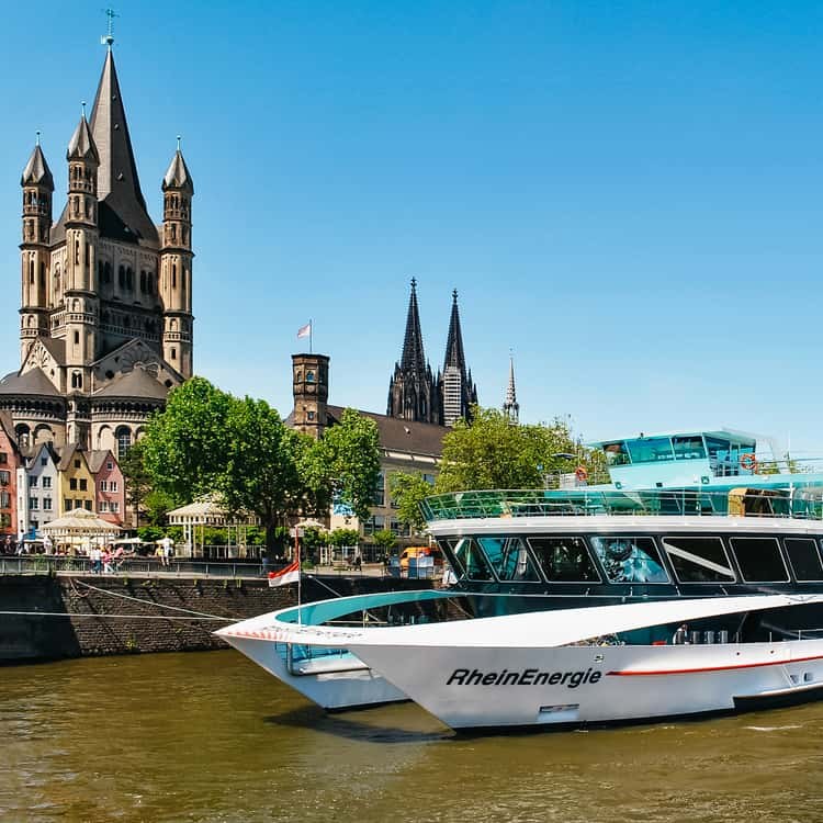 Rhine panorama cruise past the Old Town skyline (KD, since 1826)
