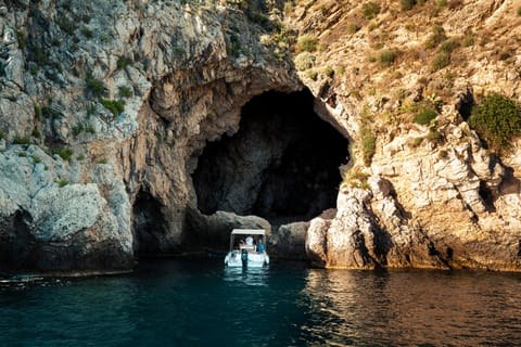 Isola Bella small-boat swim & sea caves below Taormina