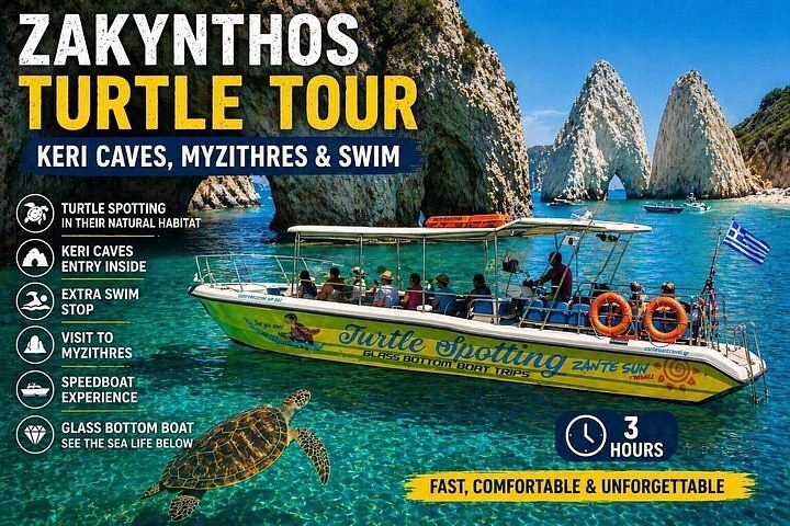 Loggerhead Sea Turtle Encounter: Private Glass-Bottom Boat, Laganas Bay