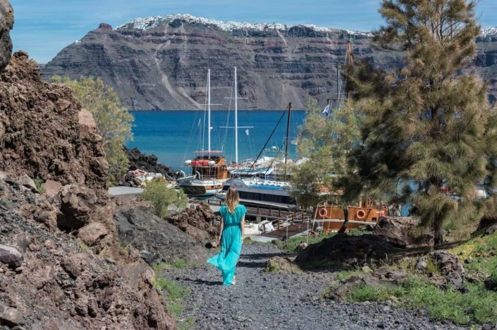 Stand on the Volcano: Nea Kameni Crater Hike + Hot Springs Swim
