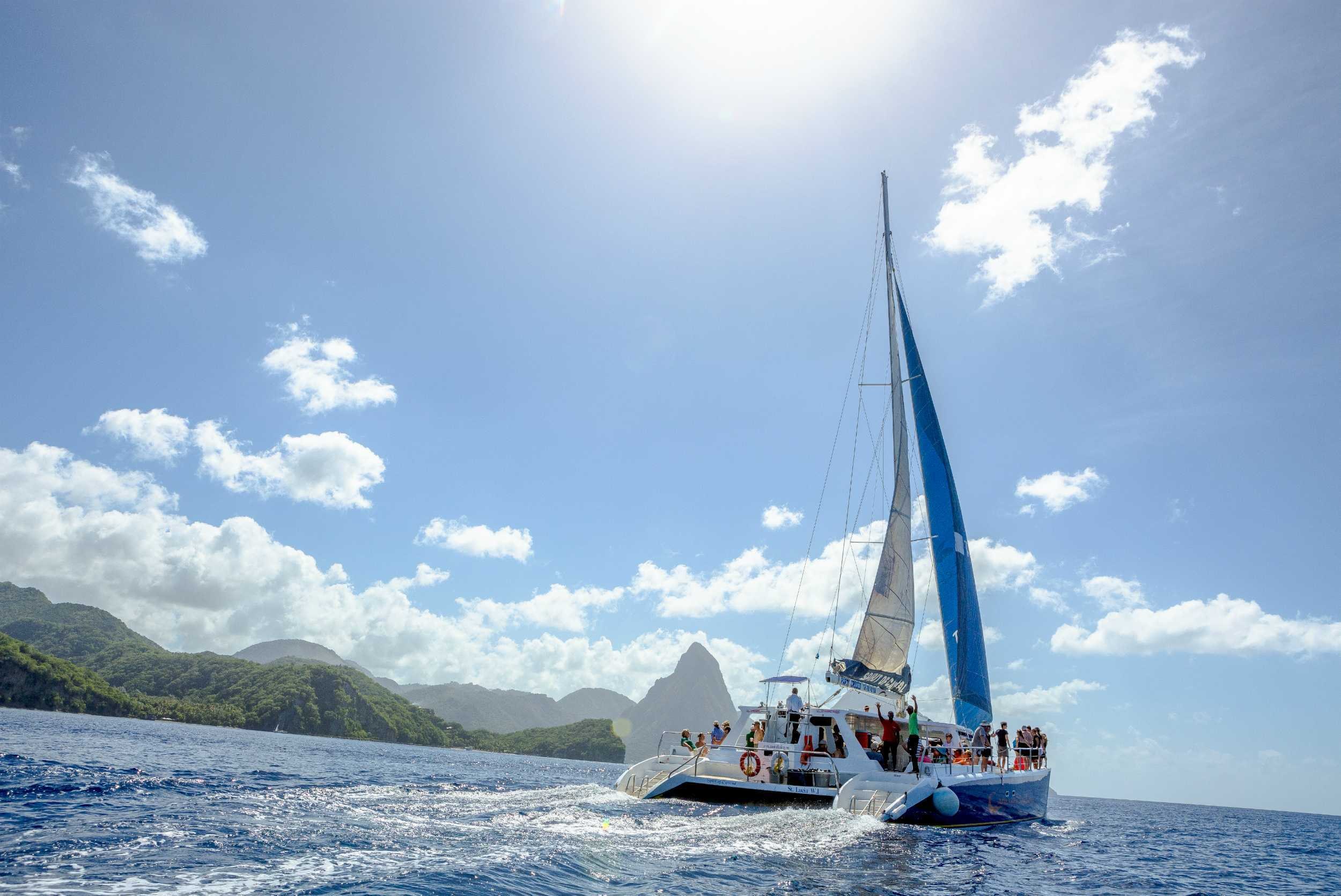 Catamaran Sail to Soufrière: Pitons, Volcano & Mineral Baths
