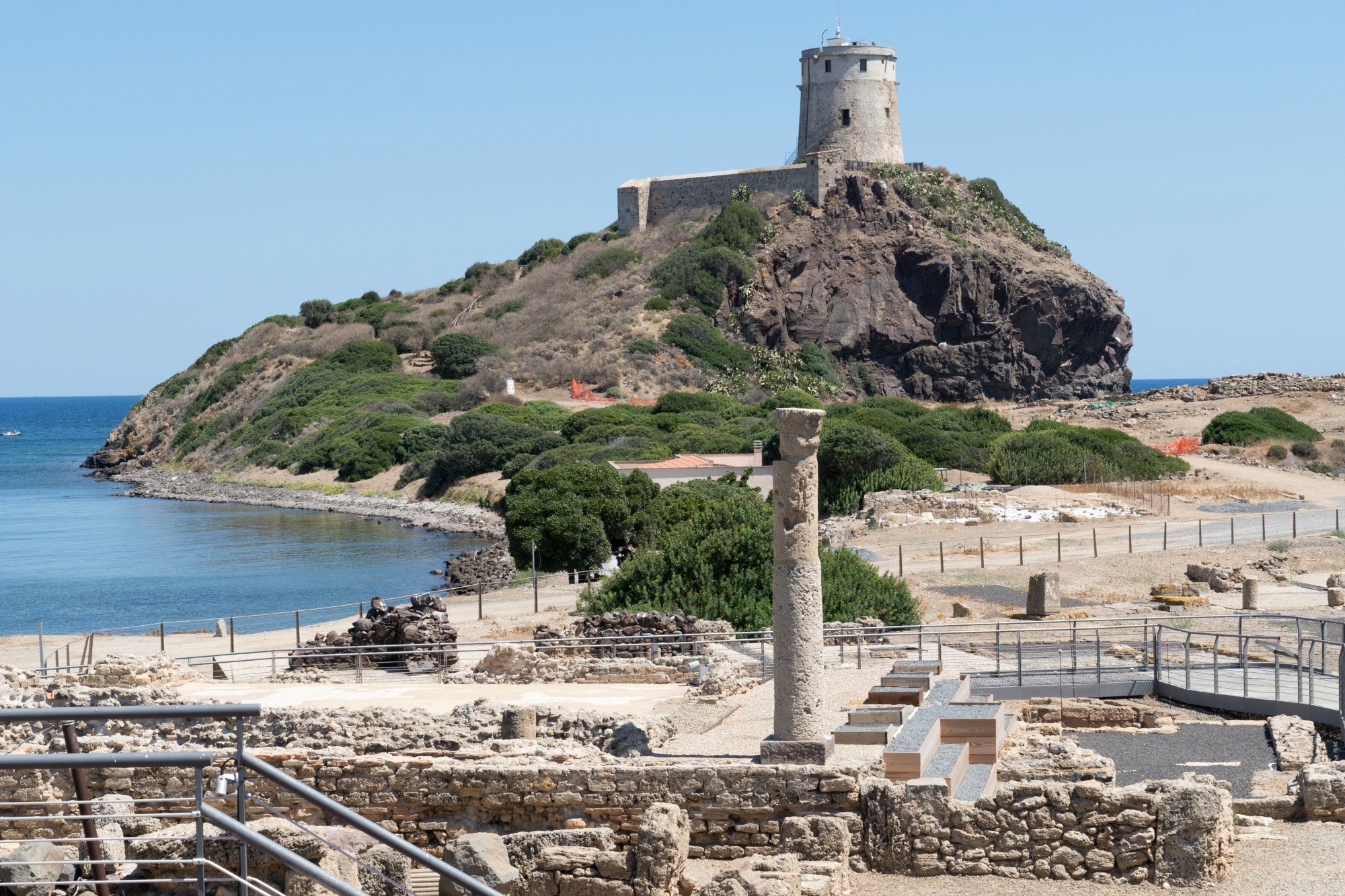 Nora — Phoenician-Roman city on a sea-washed headland, with the guided walk among the mosaics