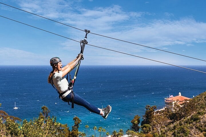 Catalina Zip Line Eco Tour: Five Lines Over the Pacific at Dusk