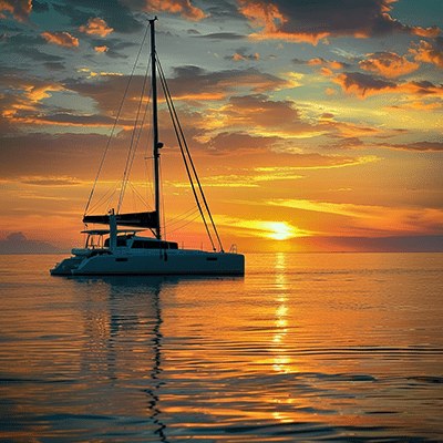 Gulf Sunset Sailing: Private Catamaran Charter at Dusk
