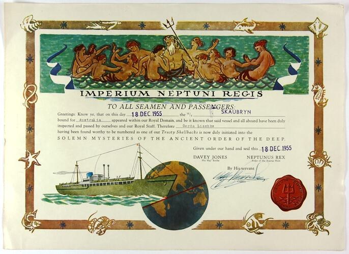 Princess Cruises: Official Dateline Crossing Certificate & Pacific Navigator Briefing