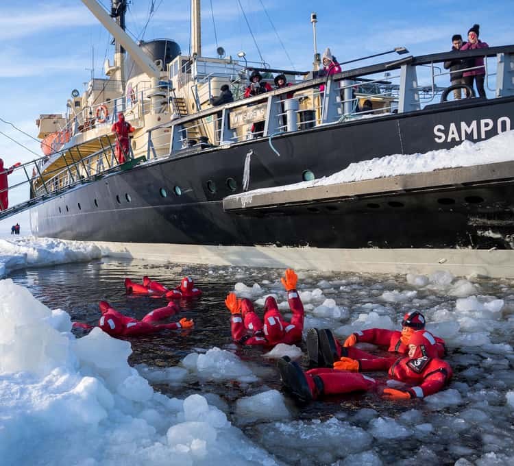 Icebreaker Sampo: Arctic Cruise & Ice Floating in a Dry Suit