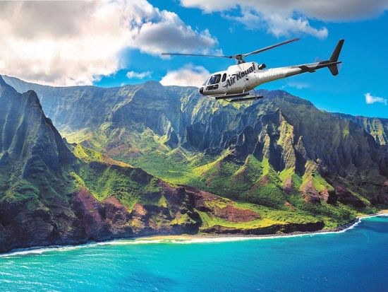 Panoramic Scenic Helicopter Flight Over Coastline & Jungle